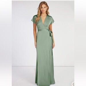 Azazie Nico Match Satin Wrap Dress